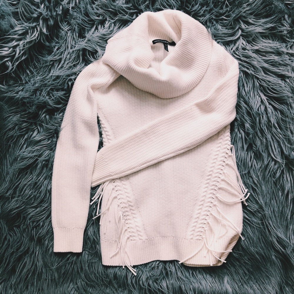 White House black market fringe coal neck sweater